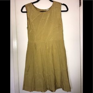 Green/yellow fit and flare dress